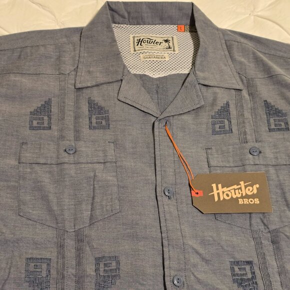 NWT Howler Brothers Guayabera Indigo Blue Oxford (L) - Picture 4 of 6